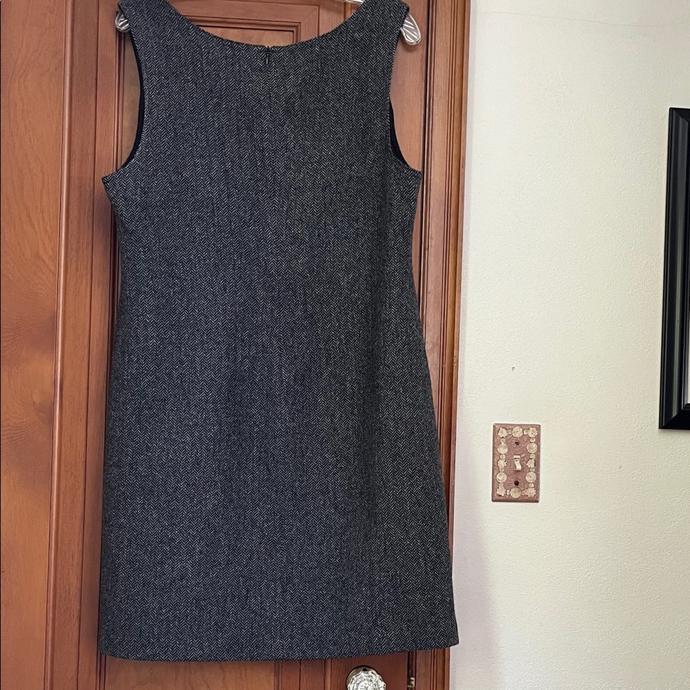 L.L. Bean Black and White Herringbone Wool Dress - Picture 8 of 14